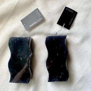 UR BANE BY DW HOME Unscented Decorative Wave Pillar Candles Pair Black